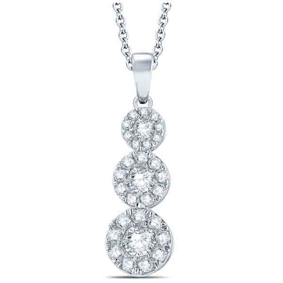 7/8 CT. T.W. Diamond Linear Three Stone Frame Pendant in 14K White Gold | Online Exclusives