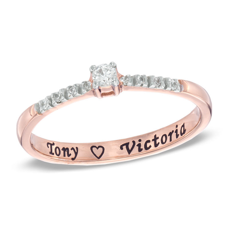 1/10 CT. T.W. Diamond Promise Ring in 10K Rose Gold (18 Characters