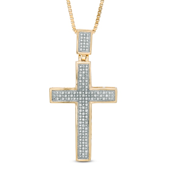 HN Jewels 14K Black Gold Plated Silver 1.25 Ct Round D/VVS1 Diamond Religious Cross Pendant 18 Chain 