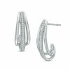 Thumbnail Image 0 of 1/10 CT. T.W. Diamond Triple J-Hoop Earrings in Sterling Silver