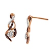 Thumbnail Image 0 of 1/6 CT. T.W. Enhanced Cognac and White Diamond Infinity with Heart Drop Earrings in 10K Rose Gold