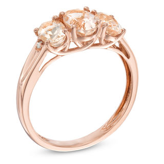 ring zales stone morganite gold rose three oval diamond accent rings