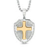 Thumbnail Image 0 of Men's Lord's Prayer Shield Pendant in Stainless Steel and Yellow IP - 24"