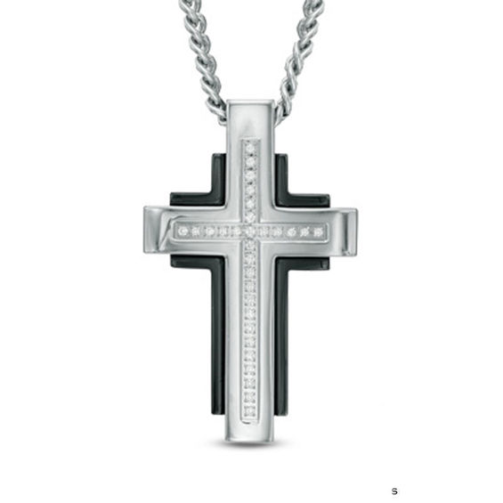 Men S Shaquille O Neal Diamond Accent Cross Pendant In Two Tone Men S Shaquille O Neal Diamond Accent Cross Pendant In Two Tone Stainless Steel