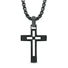 Thumbnail Image 1 of Men's Diamond Accent Cross Pendant in Black IP Stainless Steel - 24"