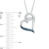 Thumbnail Image 1 of 1/4 CT. T.W. Enhanced Blue and White Diamond Tilted Heart Pendant in Sterling Silver