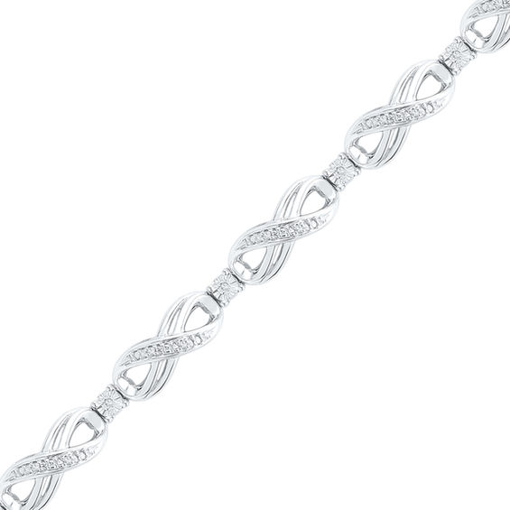 1 10 Ct T W Diamond Infinity Bracelet In Sterling Silver 7 5 T W Diamond Infinity Bracelet In Sterling Silver 7 5