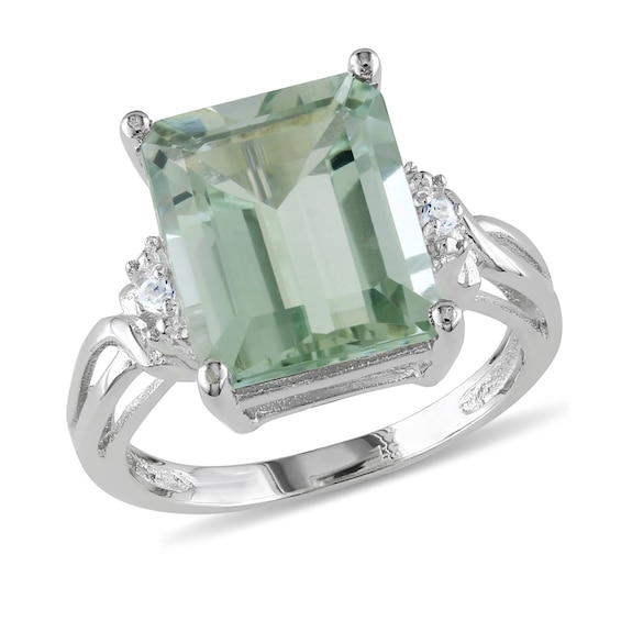 Sterling Silver with 14k Antiqued Green Quartz Ring 