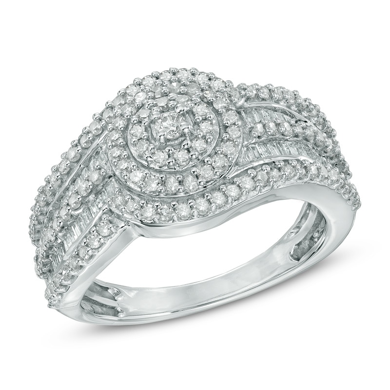 Main Image 1 of 1 CT. T.W. Diamond Layered Frame Ring in 10K White Gold