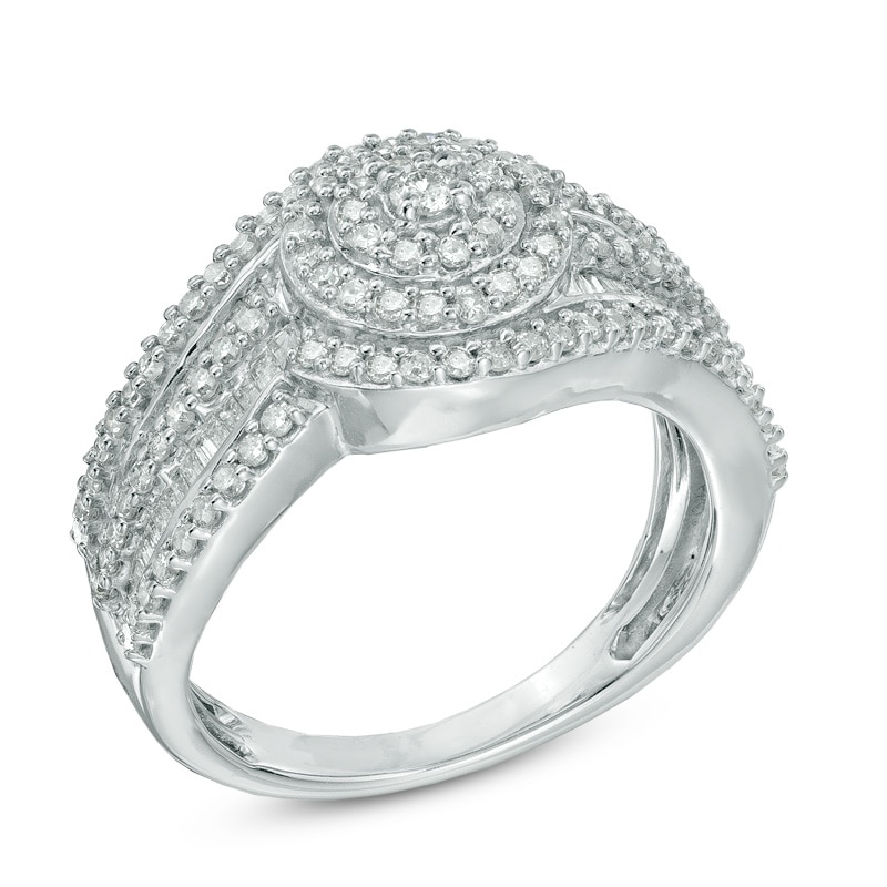 Main Image 2 of 1 CT. T.W. Diamond Layered Frame Ring in 10K White Gold