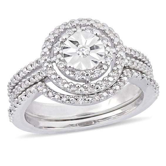 Ladies 925 Silver Lab Diamond Sea Level Engagement Bridal Ring White Gold Finish 