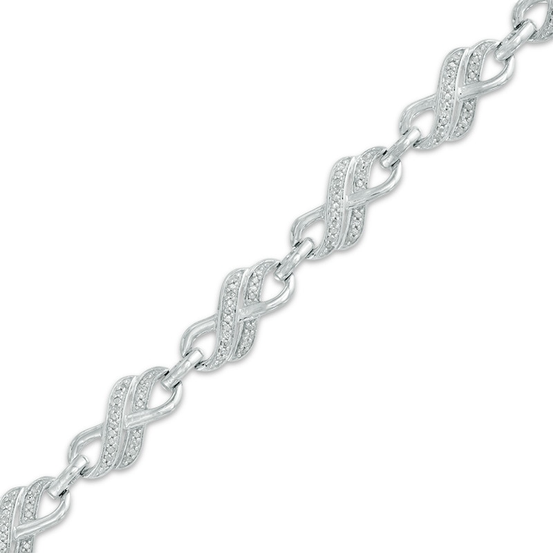 1/5 CT. T.W. Diamond Double Row Infinity Link Bracelet in Sterling Silver - 7.5"
