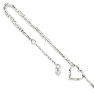 Heart Double Strand Adjustable Anklet in 14K White Gold - 10" | View