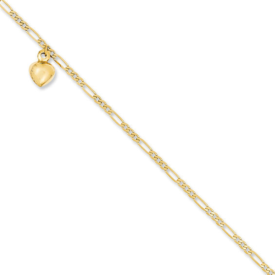 Heart Dangle Anklet in 14K Gold 10" View All Bracelets Bracelets