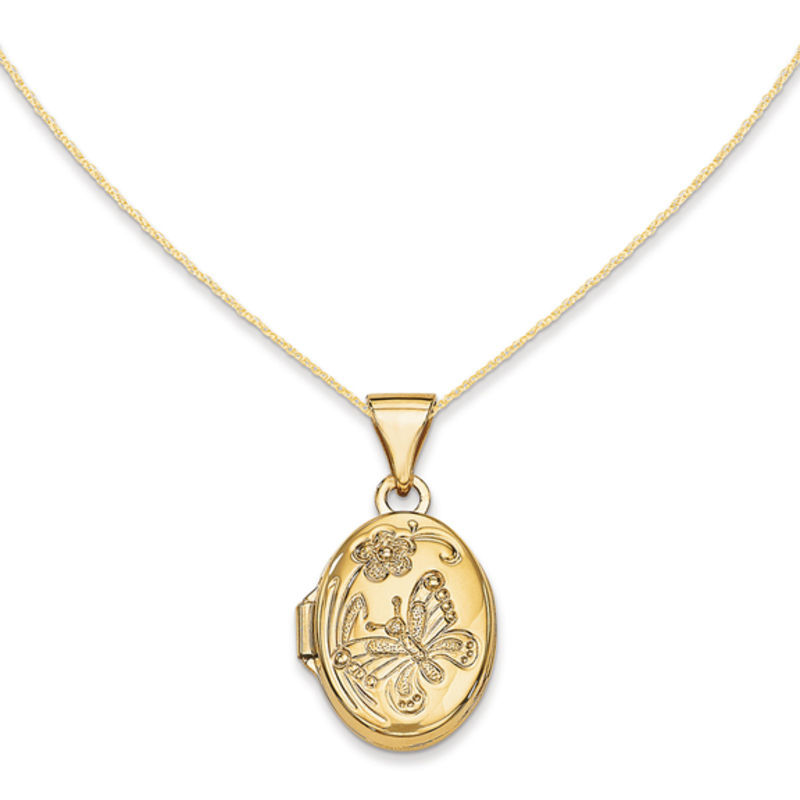 Oval Butterfly Locket in 14K Gold Lockets Necklaces Zales