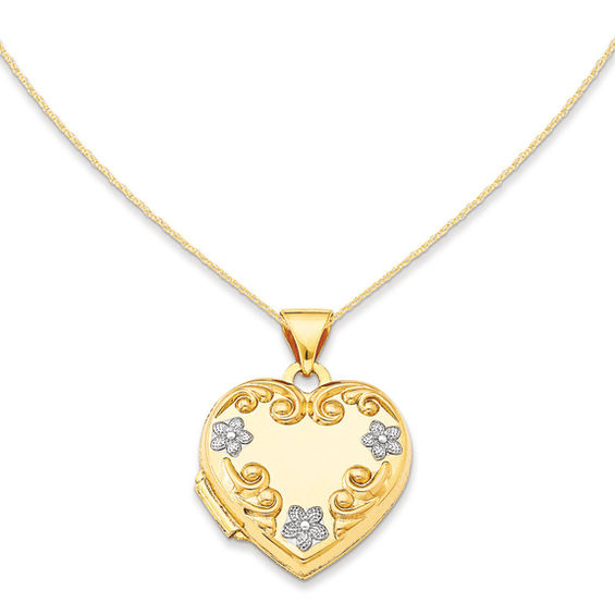 Floral Heart Locket in 14K TwoTone Gold Lockets Necklaces Zales