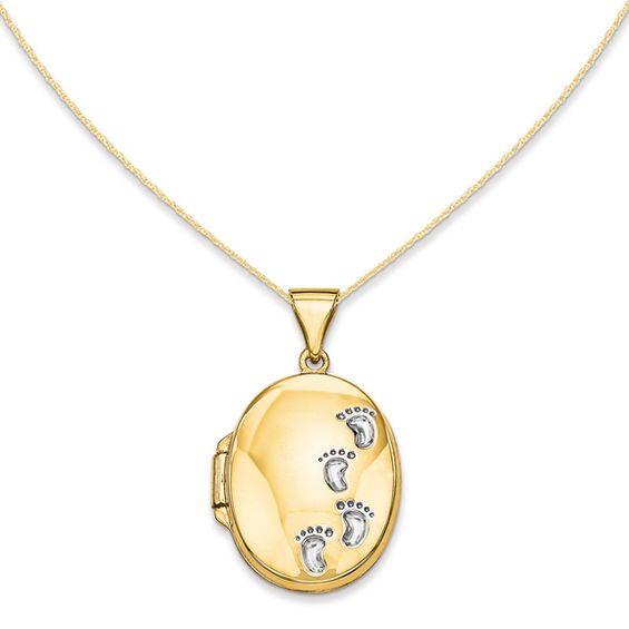 Oval Footprint Locket in 14K TwoTone Gold Lockets Necklaces Zales