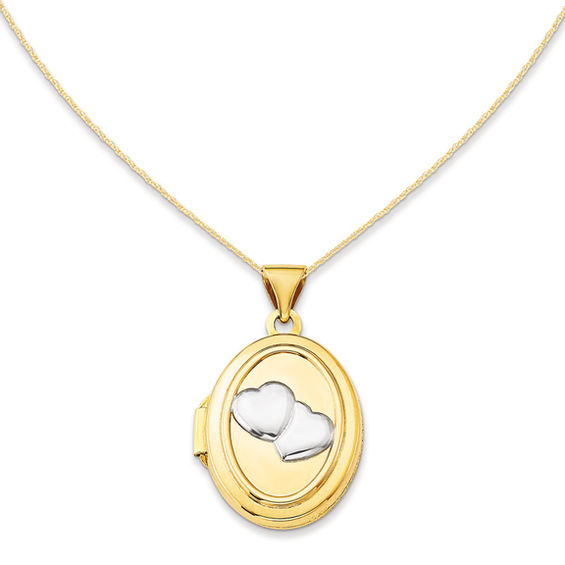 Oval Heart Duo Locket in 14K TwoTone Gold Lockets Necklaces Zales