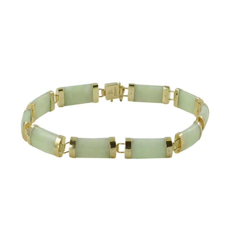 Rectangular Jade Link Bracelet in 14K Gold 7.5" View All Bracelets