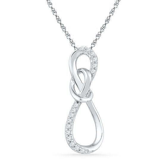 1/10 CT. T.W. Diamond Infinity Knot Pendant in Sterling Silver