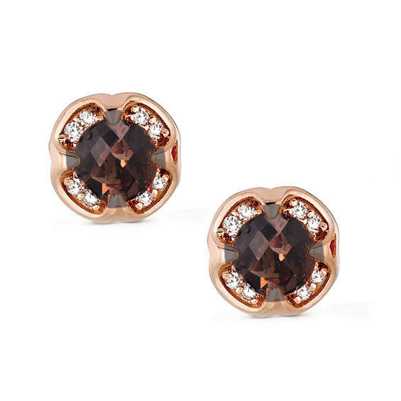 Le Vian Chocolate Quartz And Diamond Accent Stud Earrings In 14k Le Vian Chocolate Quartz And Diamond Accent Stud Earrings In 14k Strawberry Gold