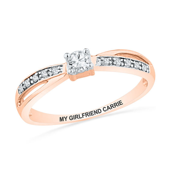 1/6 CT. T.W. Diamond Promise Ring in 10K Rose Gold (20 Characters