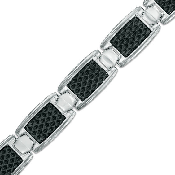 Men S Textured Link Bracelet In Two Tone Stainless Steel 8 5 Men S Textured Link Bracelet In Two Tone Stainless Steel