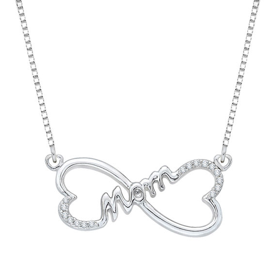 1 15 Ct T W Diamond Sideways Heart Shaped Infinity With Mom Necklace In Sterling Silver Zales - Zales Diamond Heart Safety Pin Pendant 1 15 Ct T W Diamond Sideways Heart Shaped Infinity With Mom Necklace In Sterling Silver Zales - Zales Diamond Heart Safety Pin Pendant