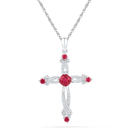 Gold Tone Solitaire Cross Pendant Sterling Silver Simulated Diamond Free Necklace 