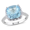 Thumbnail Image 0 of 10.0mm Cushion-Cut Blue Topaz and 1/10 CT. T.W. Diamond Ring in 10K White Gold