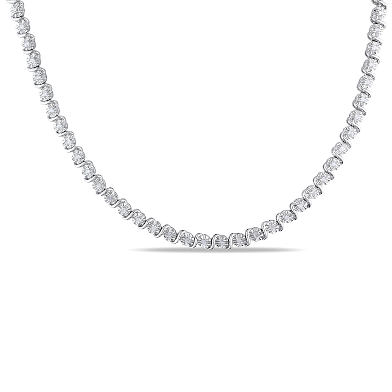 1/2 CT. T.W. Diamond "S" Tennis Necklace in Sterling Silver - 17"