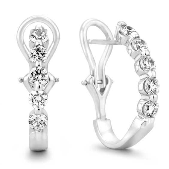 1 Ct T W Diamond Five Stone Hoop Earrings In 14k White Gold Zales