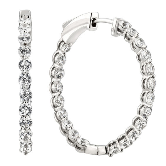 2 1 Ct T W Diamond Inside Out Hoop Earrings In 14k White Gold T W Diamond Inside Out Hoop Earrings In 14k