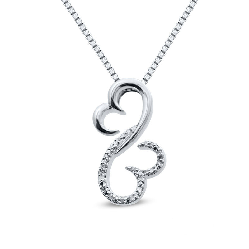 Open Hearts Family by Jane Seymour™ Diamond Accent Half and Half Pendant in Sterling Silver
