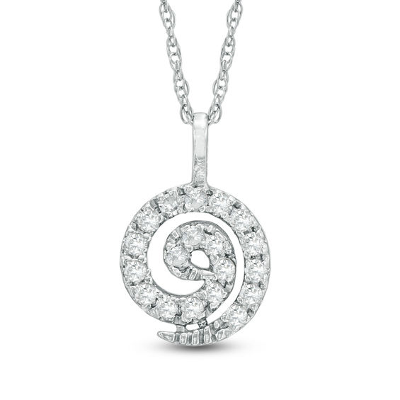 1/10 CT. T.W. Diamond Spiral Pendant in 10K White Gold Clearance