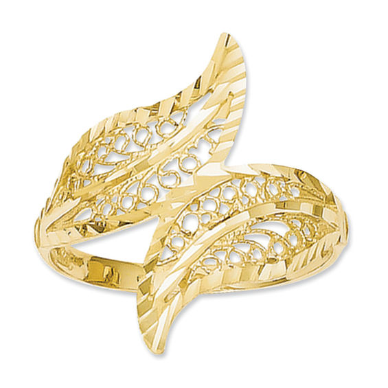 DiamondCut Filigree Leaf Bypass Ring in 14K Gold Online Exclusives