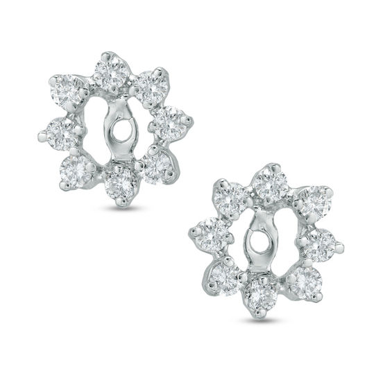 1 2 Ct T W Diamond Starburst Earring Jackets In 14k White Gold T W Diamond Starburst Earring Jackets In 14k White Gold