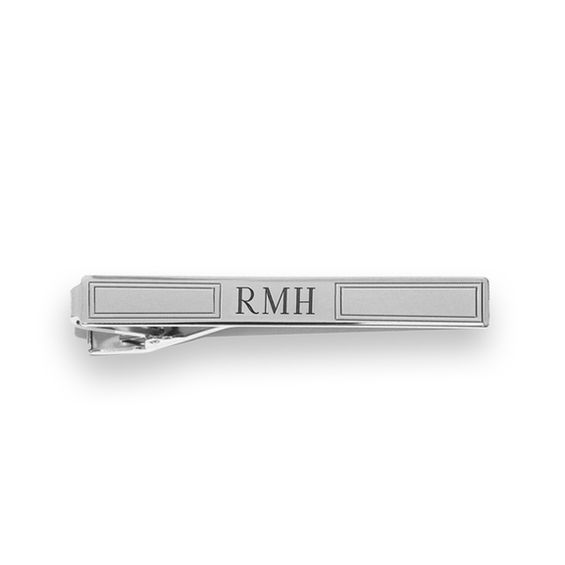 Men's Tie Bar in Sterling Silver (3 Initials) Personalized