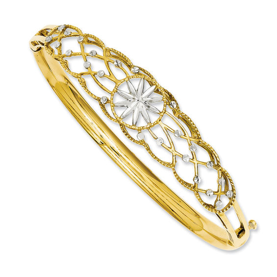 Lattice Bangle in 14K TwoTone Gold Bangles and Cuffs Bracelets Zales