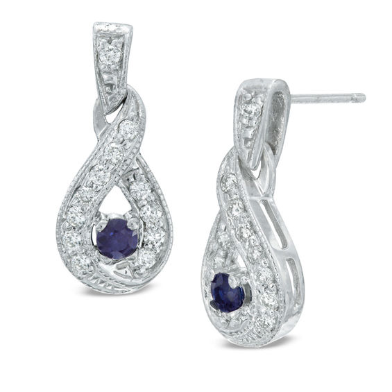 Zales blue diamond earrings Clearance