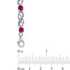 Thumbnail Image 1 of Lab-Created Ruby and 1/20 CT. T.W. Diamond Infinity Bracelet in Sterling Silver - 7.5"