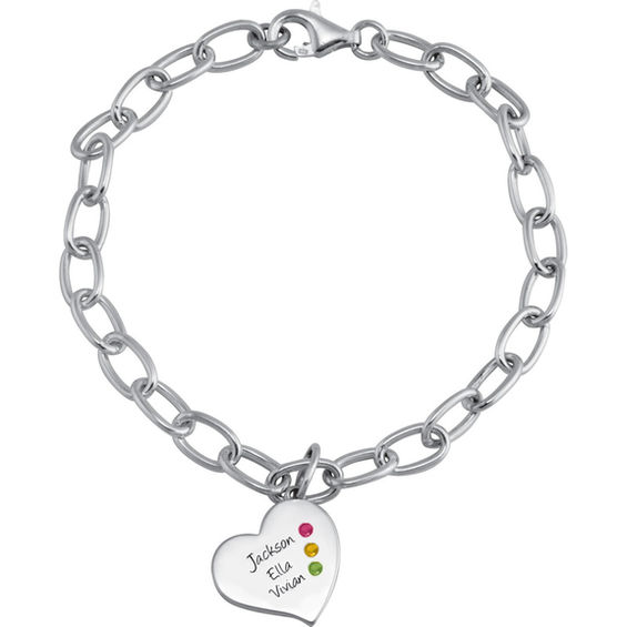 Sterling Silver Birthstone Always Heart Charm Bracelet By Artcarved Sterling Silver Birthstone Always Heart Charm Bracelet By Artcarved 1 4 Names And
