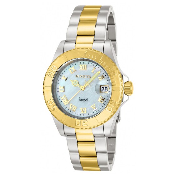 Ladies Invicta Angel Two Tone Watch With Mother Of Pearl Dial Model 14364 Zales