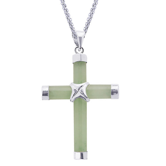 Jade Cross Pendant in Sterling Silver Cross Necklaces Necklaces Zales