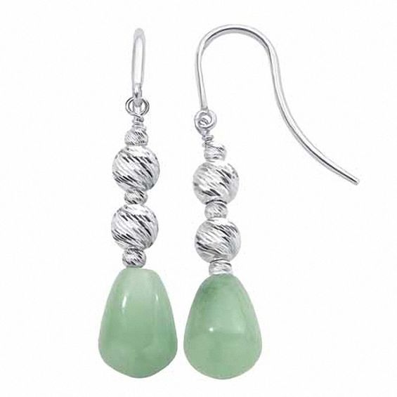 Jade & Carnelian Teardrop Chain Earrings // Dangly Earrings Genuine Gemstones Sterling Silver Handmade Hypoallergenic Stainless Steel Chain