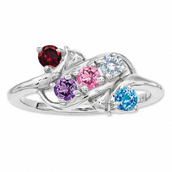 Infinity Mothers Rings Family Jewelry Sterling Silver 1-5 Round Birthstones 