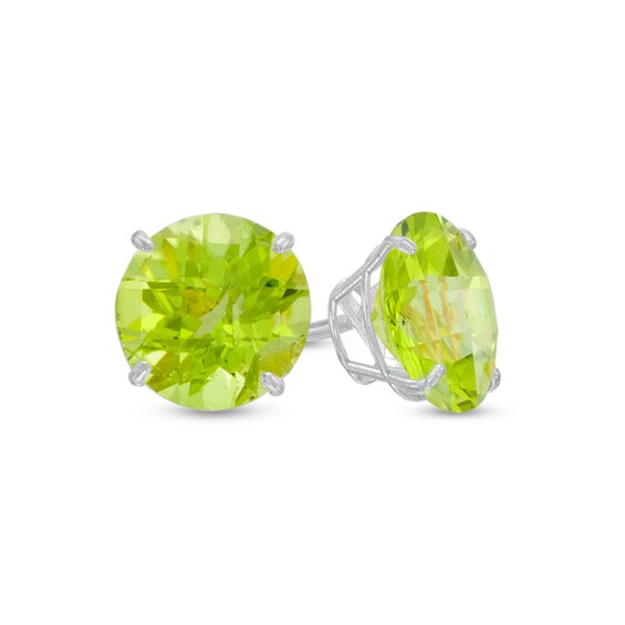 5 mm Natural Round Peridot Stud Earrings Set in 14k White Gold 5 mm Natural Round Peridot Stud Earrings Set in 14k White Gold