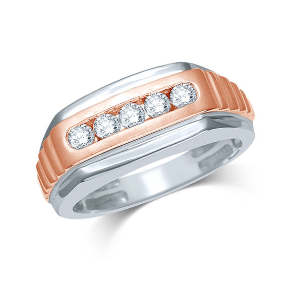 Men's 1/2 CT. T.W. Diamond Anniversary Ring in 10K TwoTone Gold