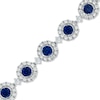 Thumbnail Image 0 of 5.0mm Lab-Created Blue and White Sapphire Frame Bracelet in Sterling Silver - 7.25"
