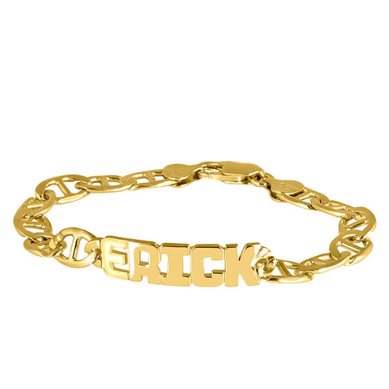 Men's Nameplate ID Bracelet in Sterling Silver with 24K Gold Plate 